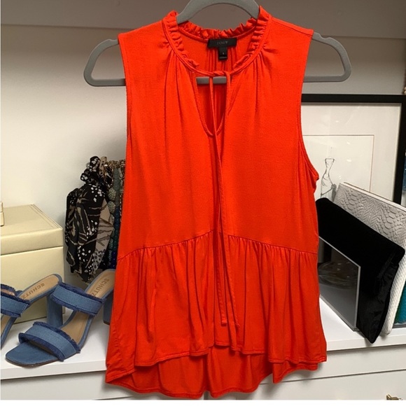 J.Crew Peplum Top with Ruffle Detail in Red - Picture 2 of 5